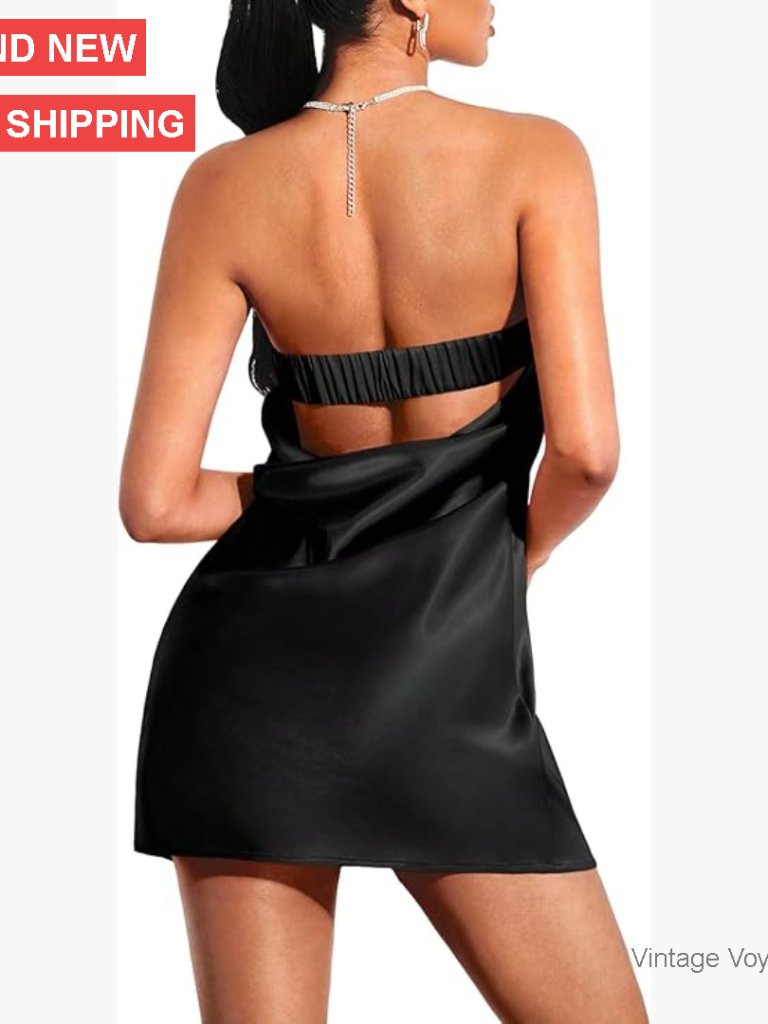 Strapless Satin Bodycon Mini Dress With Cut Out Back